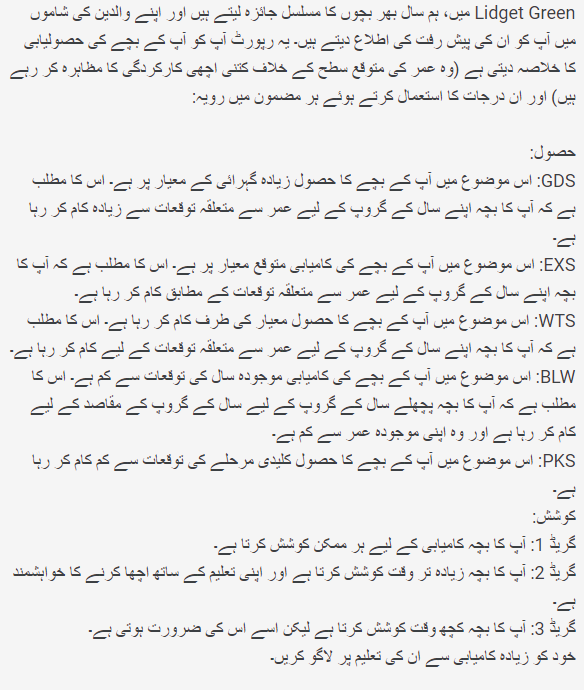 Report text in Urdu